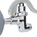A T&S chrome squeeze body valve with handles.