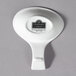 A white porcelain 10 Strawberry Street small spoon with a logo on it.