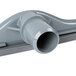 A grey plastic carpet tool with a hole at the end.