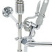 A T&S chrome wall mounted mini pre-rinse faucet with a hose.
