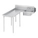A stainless steel L-shape dishtable from Advance Tabco on a counter.
