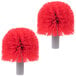 Two red Unger replacement brush heads for an Unger Ergo toilet bowl brush.