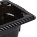 A Vollrath black polycarbonate food pan with a black top.
