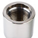 A close-up of a T&S Chrome Plated Nipple Extension with a threaded nut.