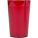 A Cambro ruby red plastic tumbler with a textured surface and rim.