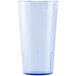A clear plastic Cambro tumbler with a slate blue surface.