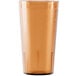 A Cambro amber plastic tumbler with a clear body and brown rim.