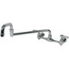 An Advance Tabco wall-mount faucet with an 18" swing nozzle.