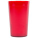 A close-up of a red textured Cambro plastic tumbler.