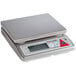 A Taylor digital portion scale with a white base and silver top and a screen.