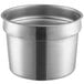 A stainless steel Vollrath vegetable inset with a lid.