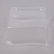 A clear plastic container with a square edge and a clear dome lid.