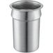 A silver container with a lid.