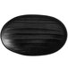 A black Elite Global Solutions Zen deep oval plate with a black rim.