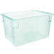 A clear plastic Carlisle food storage container with a clear lid.