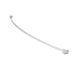 A curved metal shower rod with a chrome finish on a white background.