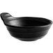 A black melamine sauce bowl with a handle.