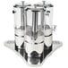 A silver Bon Chef triple rotating juice dispenser with stainless steel dispensers.