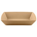 An Elite Global Solutions rectangular beige paper bag-colored bowl with a curved edge.