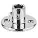A chrome plated metal T&S wall bracket body with a set screw.
