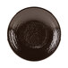 An aubergine-colored Elite Global Solutions round melamine plate with a shiny surface.
