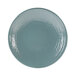 An Abyss blue melamine plate with a pebble design.