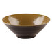 A brown bowl with a black and brown design.