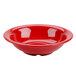 A red Thunder Group melamine soup bowl.