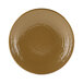 A brown Elite Global Solutions round plate with a ripple pattern.
