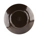 Aubergine-colored Elite Global Solutions round melamine plate with a black rim.