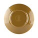 A brown Elite Global Solutions round plate with a gold rim.
