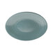 An Elite Global Solutions oval platter with a blue rim and white background.