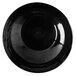 A black melamine bowl with a circular surface.