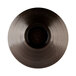 A black melamine bowl with a brown rim and a black circle in the middle.