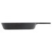 A black Elite Global Solutions faux cast iron fry pan with a handle.