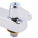 A chrome Equip by T&S deck-mounted workboard faucet with lever handles.