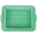 A green plastic Vollrath Traex Color-Mate perforated drain box.