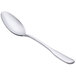 A Oneida Stanford stainless steel serving spoon with a silver handle on a white background.