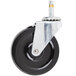 A black and silver Vollrath swivel caster wheel.