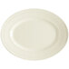 A white oval melamine platter with a pattern on it.