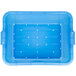 A blue plastic container with holes.