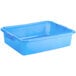 A blue plastic Vollrath Color-Mate bus tub.