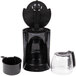 A black Proctor Silex coffee maker with a clear glass pot and lid.