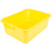 A yellow plastic Vollrath Traex food storage container with recessed lid and handles.