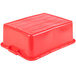 A Vollrath Traex red polypropylene food storage container with a lid.