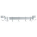 An Advance Tabco aluminum wall mounted pot rack with double prong hooks.