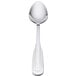 A close-up of a Oneida Cityscape stainless steel teaspoon with a silver handle.