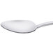 A Oneida stainless steel teaspoon with a white handle.