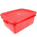 A Vollrath red plastic container with lid.