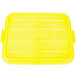 A yellow Vollrath Traex snap-on lid for a rectangular container with a white border.